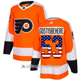 Män Ishockey Philadelphia Flyers Tröja Shayne Gostisbehere 53 Adidas 2017-2018 Orange USA Flag Fashion Authentic